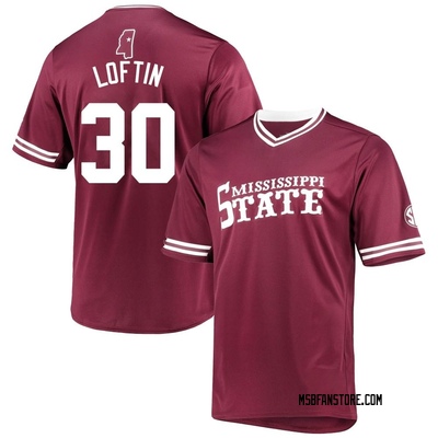 Men's Bradley Loftin Mississippi State Bulldogs Replica Maroon V-Neck Baseball Jersey