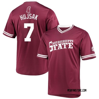 Men's Connor Hujsak Mississippi State Bulldogs Replica Maroon V-Neck Baseball Jersey