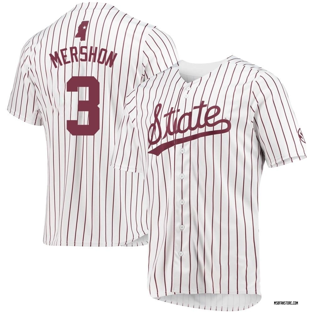 Men's David Mershon Mississippi State Bulldogs Replica Baseball Jersey - White