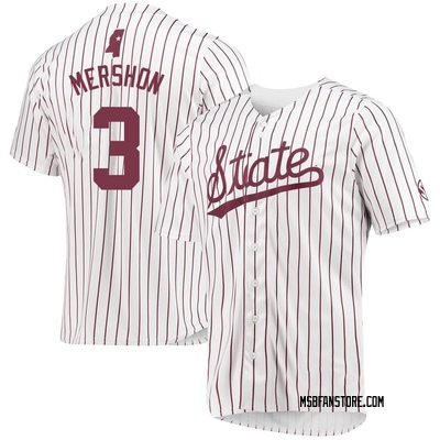 Men's David Mershon Mississippi State Bulldogs Replica Baseball Jersey - White