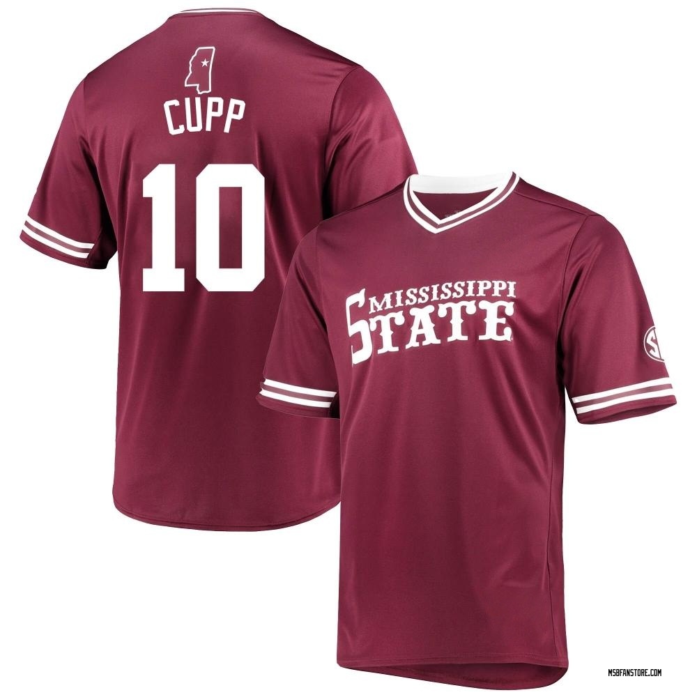 Men's Dylan Cupp Mississippi State Bulldogs Replica Maroon V-Neck Baseball Jersey