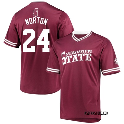 Men's Jace Norton Mississippi State Bulldogs Replica Maroon V-Neck Baseball Jersey