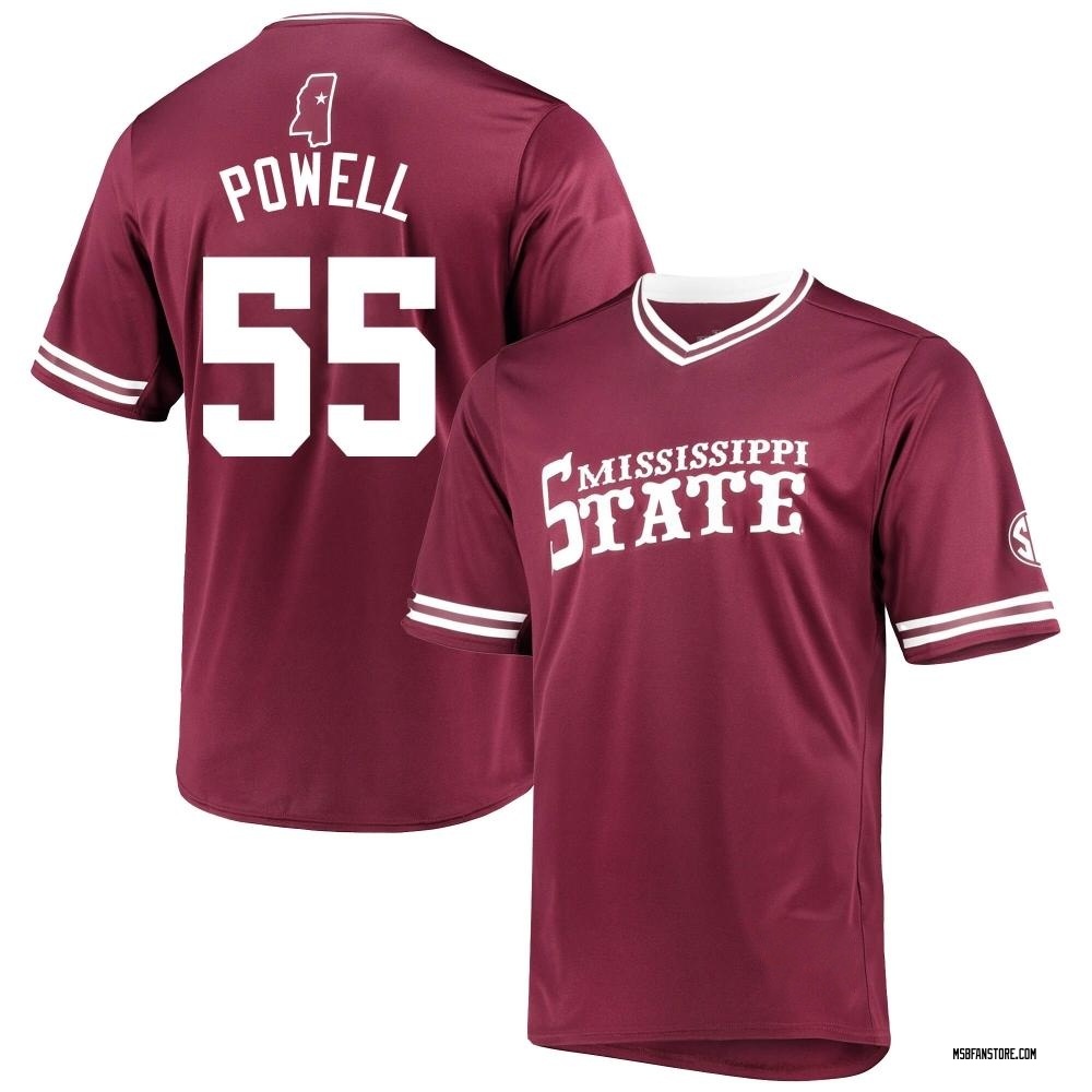 Men's Joe Powell Mississippi State Bulldogs Replica Maroon V-Neck Baseball Jersey