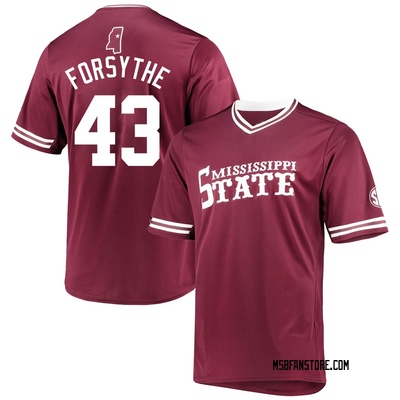 Men's Lane Forsythe Mississippi State Bulldogs Replica Maroon V-Neck Baseball Jersey