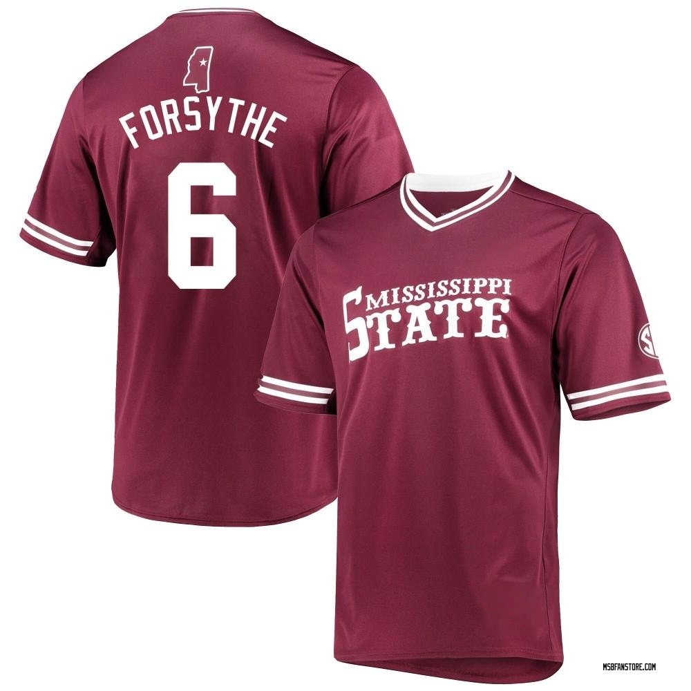 Men's Logan Forsythe Mississippi State Bulldogs Replica Maroon V-Neck Baseball Jersey
