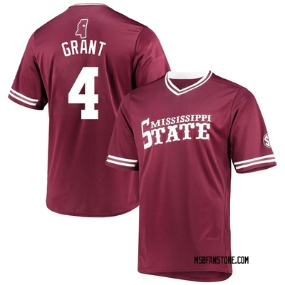 Men's Mikhai Grant Mississippi State Bulldogs Replica Maroon V-Neck Baseball Jersey