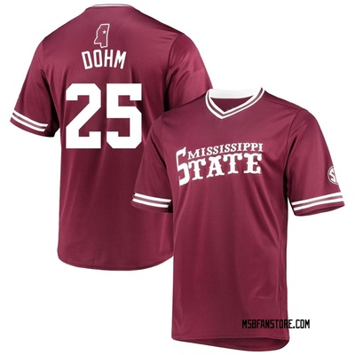 Men's Nate Dohm Mississippi State Bulldogs Replica Maroon V-Neck Baseball Jersey