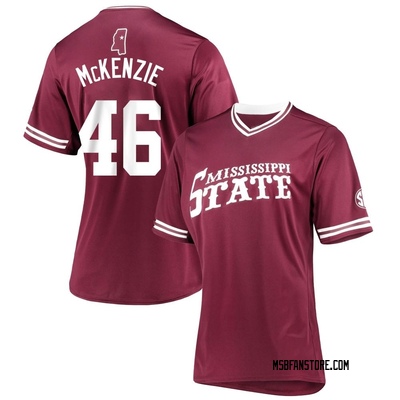 Women's Jackson McKenzie Mississippi State Bulldogs Replica Maroon V-Neck Baseball Jersey