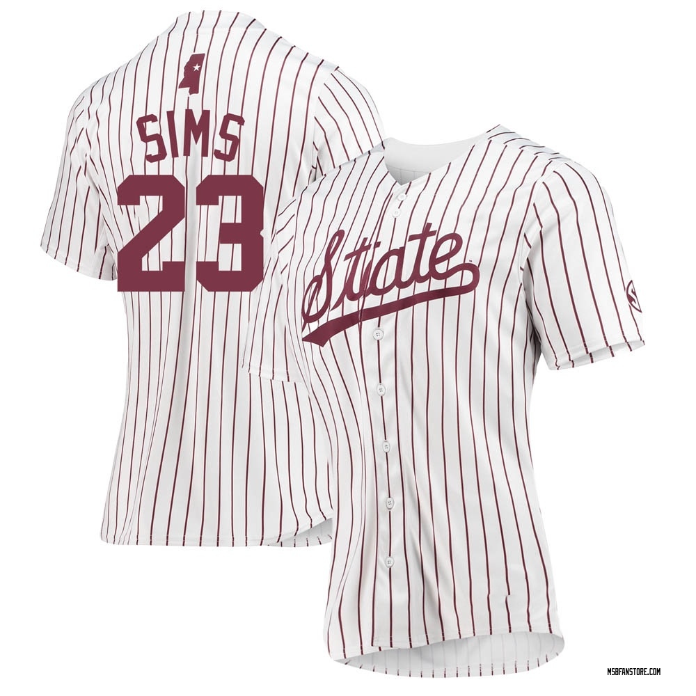 Women's Landon Sims Mississippi State Bulldogs Replica Baseball Jersey - White