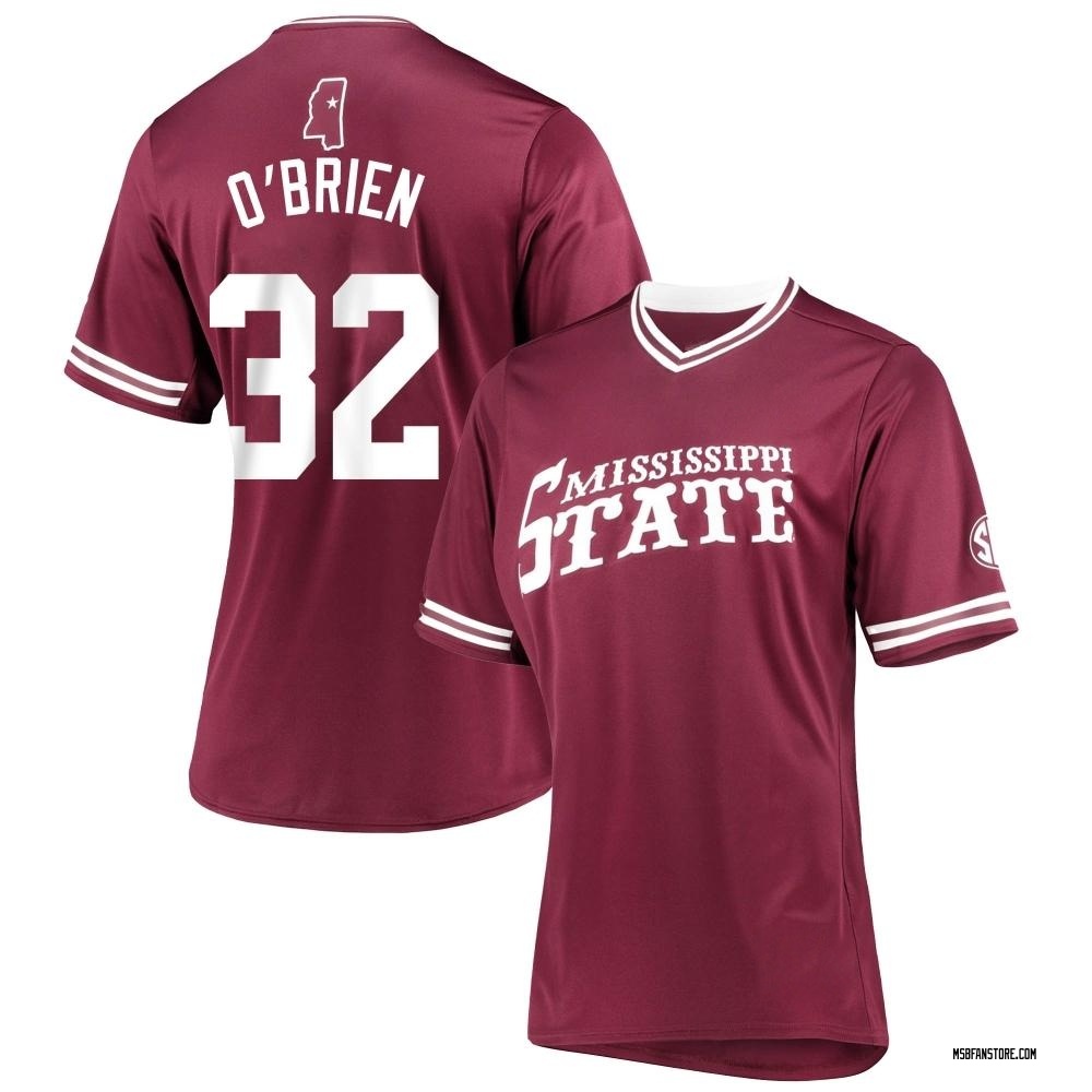 Women's Michael O'Brien Mississippi State Bulldogs Replica Maroon V-Neck Baseball Jersey