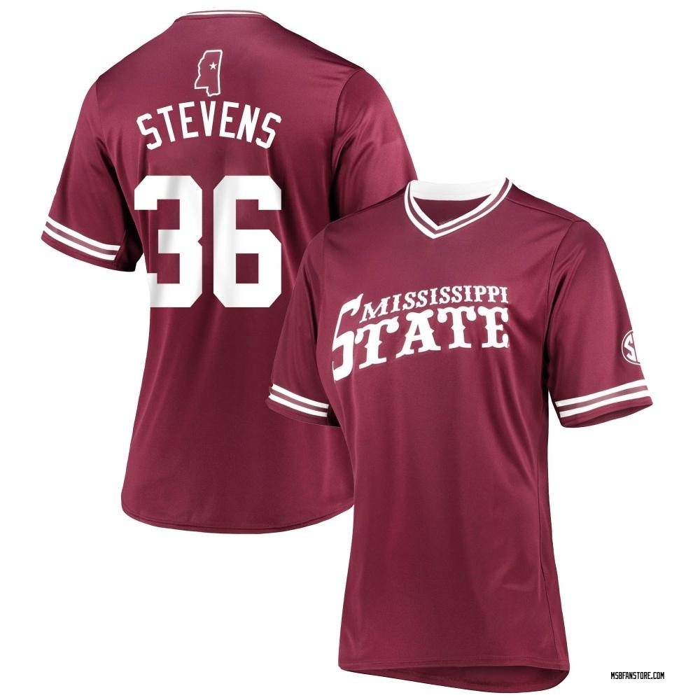 Women's Nolan Stevens Mississippi State Bulldogs Replica Maroon V-Neck Baseball Jersey