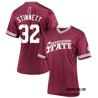 Women's Parker Stinnett Mississippi State Bulldogs Replica Maroon V-Neck Baseball Jersey