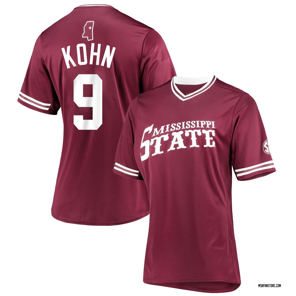 Women's Pico Kohn Mississippi State Bulldogs Replica Maroon V-Neck Baseball Jersey