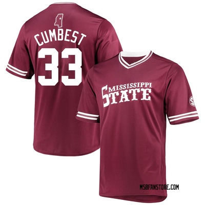 Youth Brad Cumbest Mississippi State Bulldogs Replica Maroon V-Neck Baseball Jersey