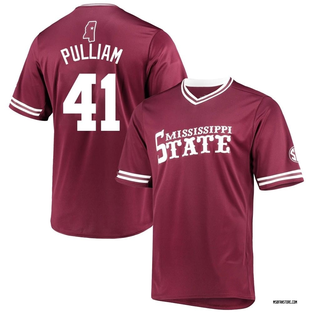 Youth Ethan Pulliam Mississippi State Bulldogs Replica Maroon V-Neck Baseball Jersey