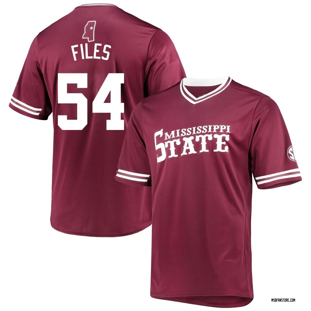 Youth Jud Files Mississippi State Bulldogs Replica Maroon V-Neck Baseball Jersey