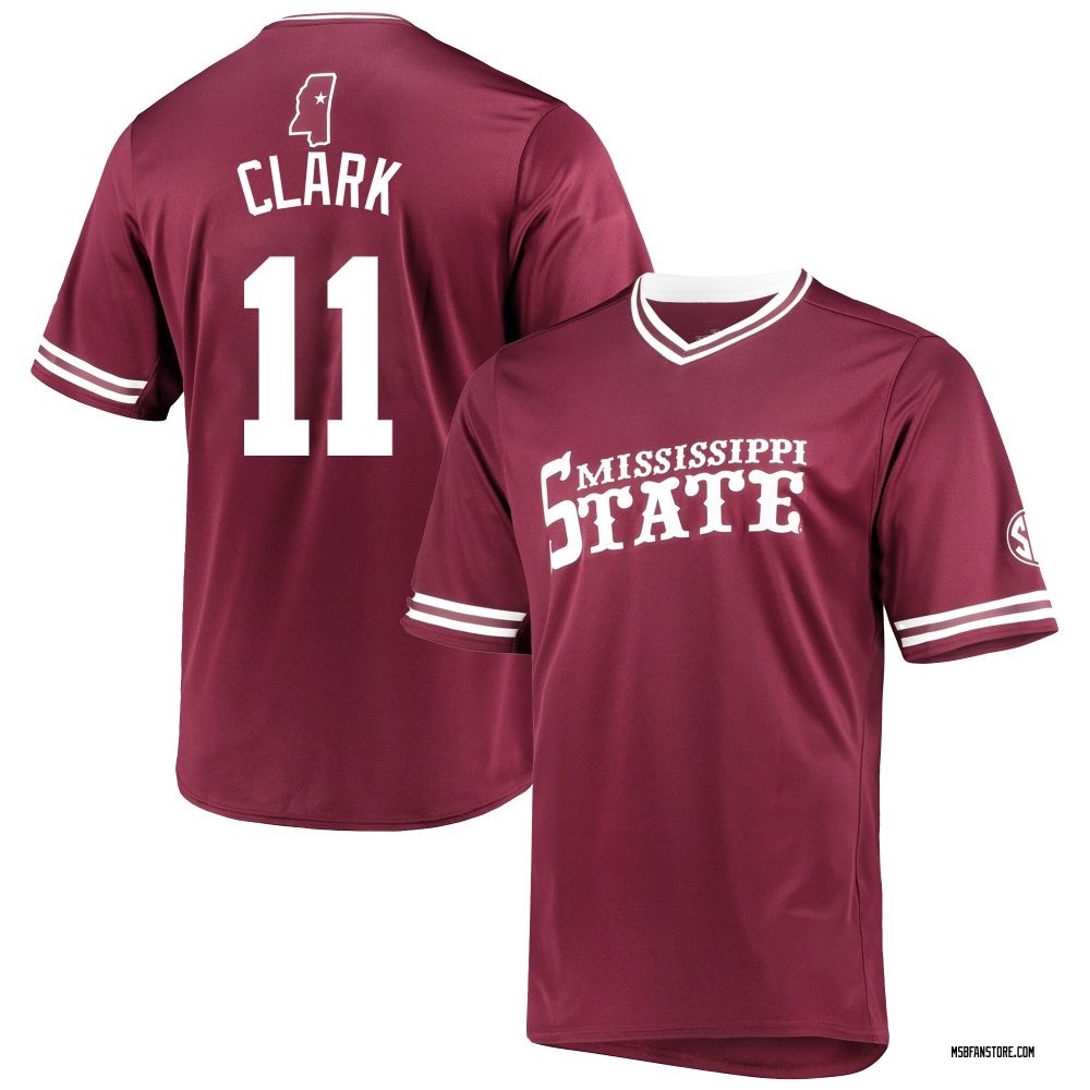 Youth Kellum Clark Mississippi State Bulldogs Replica Maroon V-Neck Baseball Jersey