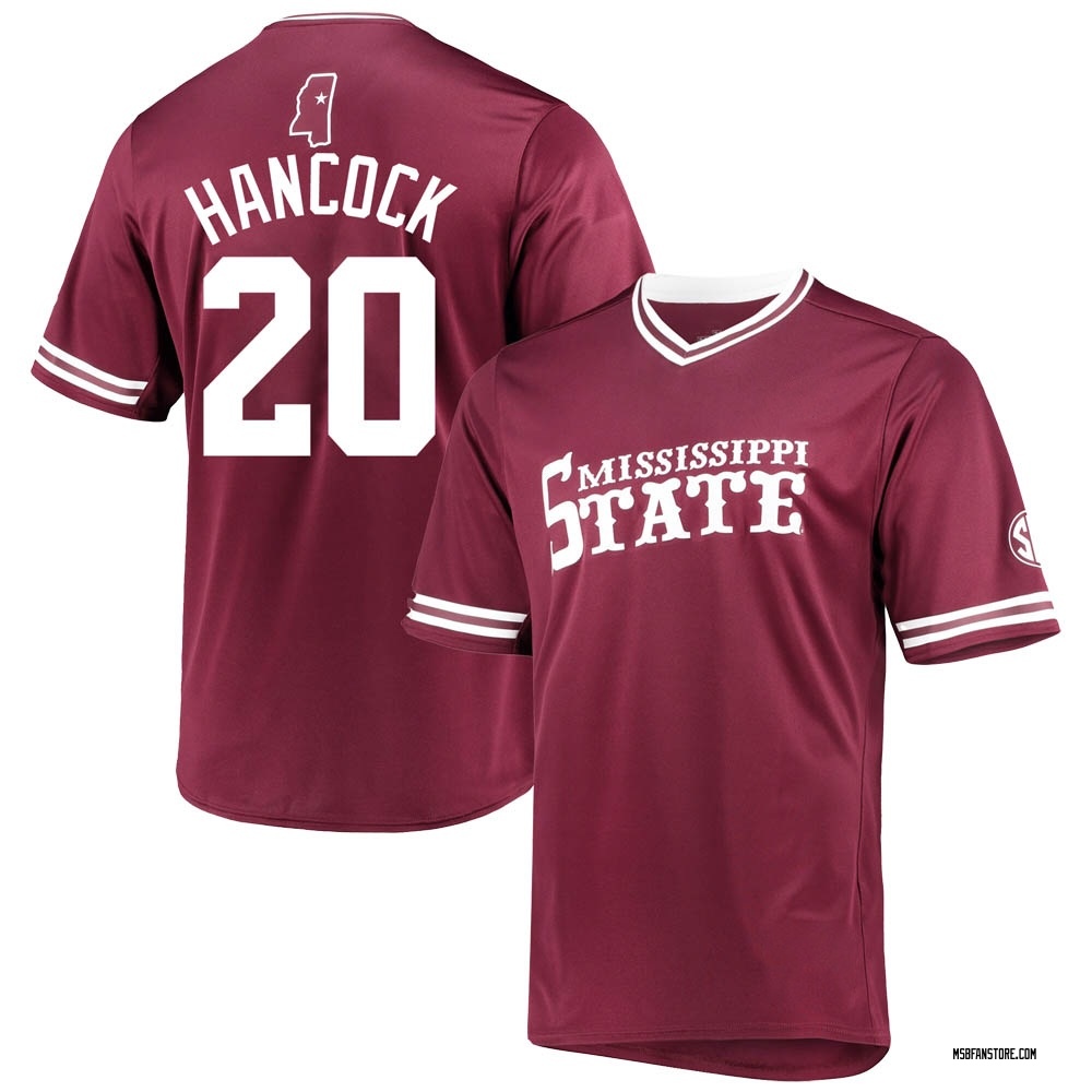 Youth Luke Hancock Mississippi State Bulldogs Replica Maroon V-Neck Baseball Jersey